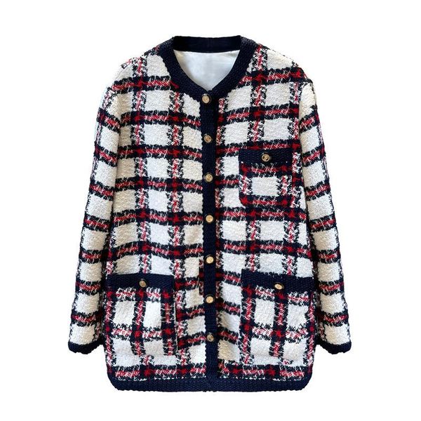 women's wool & blends retro plaid woolen coat 2021 fashion autumn winter round neck loose tweed oversized jacket laides long outwear, Black
women's wool & blends retro plaid woolen coat 2021 fashion autumn winter round neck loose tweed oversized jacket laides long outwear, Black