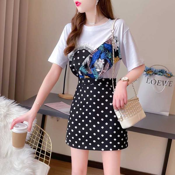 summer women sets short sleeve t-shirt + retro polka dot skirt suit pearls polka dot lace two-piece sets 210531, White
summer women sets short sleeve t-shirt + retro polka dot skirt suit pearls polka dot lace two-piece sets 210531, White