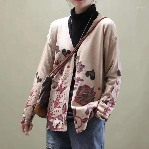 women's jackets spring autumn women knitting loose retro coat cardigan print all-match female jackets1 5fl0, Black;brown
women's jackets spring autumn women knitting loose retro coat cardigan print all-match female jackets1 5fl0, Black;brown