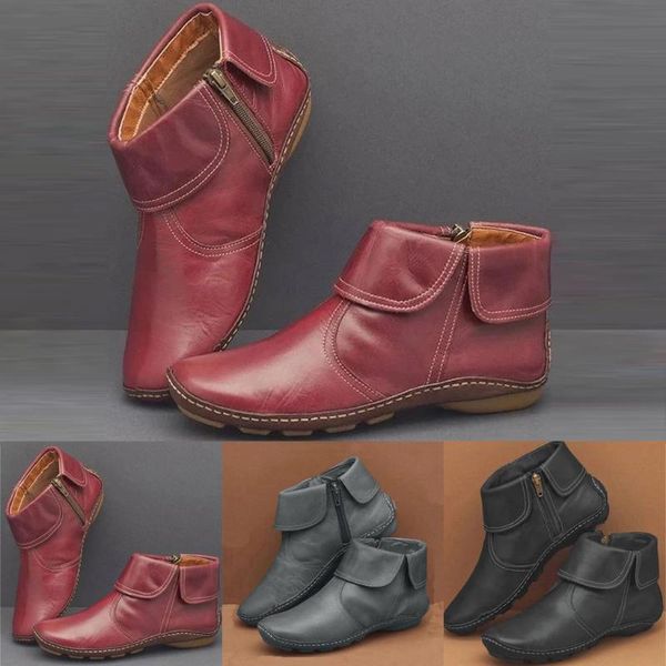 women boots women's winter shoes fashion womens flats non-slip leather zipper round toe casual ankle, Black
women boots women's winter shoes fashion womens flats non-slip leather zipper round toe casual ankle, Black