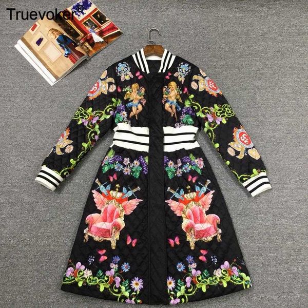 truevoker autumn runway trench coat ladies' long sleeve turn down collar printed ruffle patchwork belted outerwear 210602, Black
truevoker autumn runway trench coat ladies' long sleeve turn down collar printed ruffle patchwork belted outerwear 210602, Black