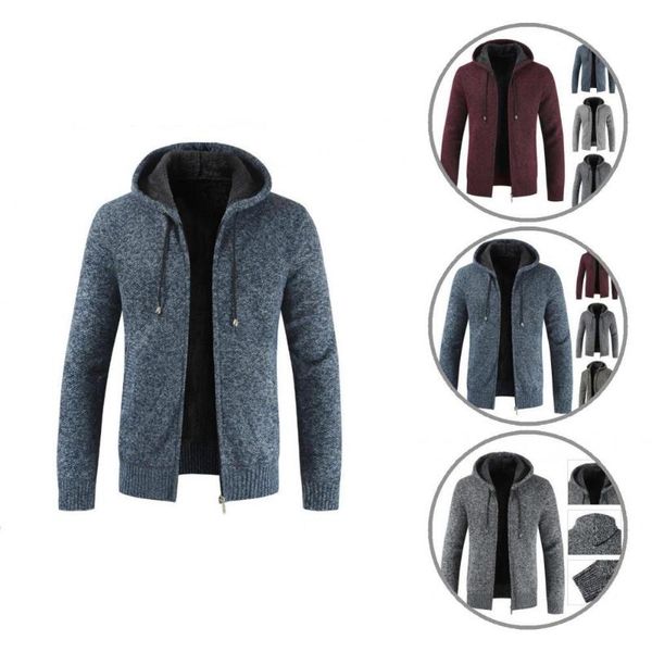 men's sweaters simple knitted cardigan ribbed hem casual sweater coat hooded warm male, White;black
men's sweaters simple knitted cardigan ribbed hem casual sweater coat hooded warm male, White;black