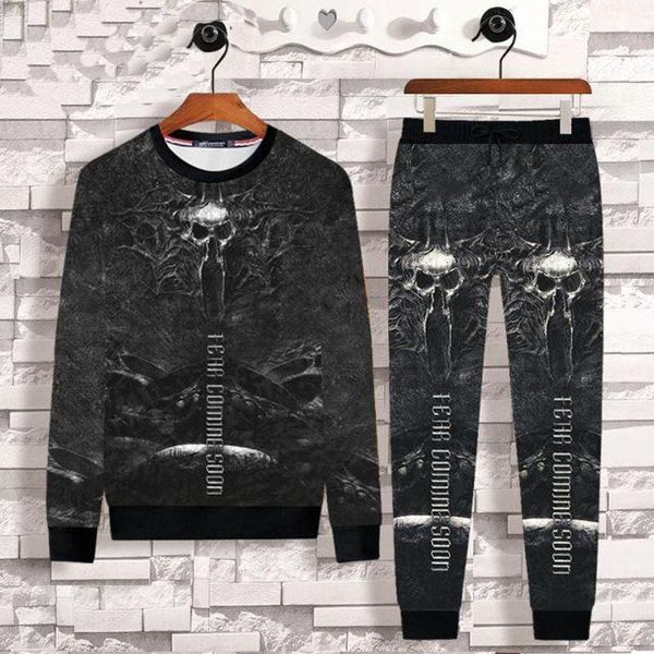 men's tracksuits autumn and winter long-sleeved t-shirt + pants 2-piece suit fashion sports 3d skull print clothes -5xl, Gray
men's tracksuits autumn and winter long-sleeved t-shirt + pants 2-piece suit fashion sports 3d skull print clothes -5xl, Gray