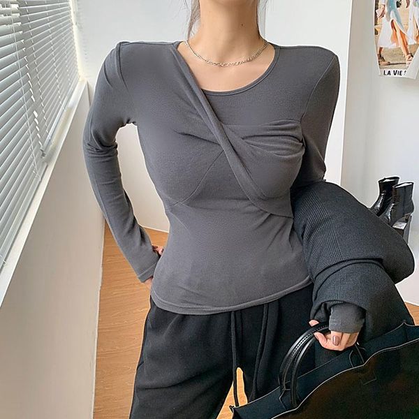 women's t-shirt long sleeved women 2021 style design sense of short bottomed shirt for in spring and cow cropped female, White
women's t-shirt long sleeved women 2021 style design sense of short bottomed shirt for in spring and cow cropped female, White