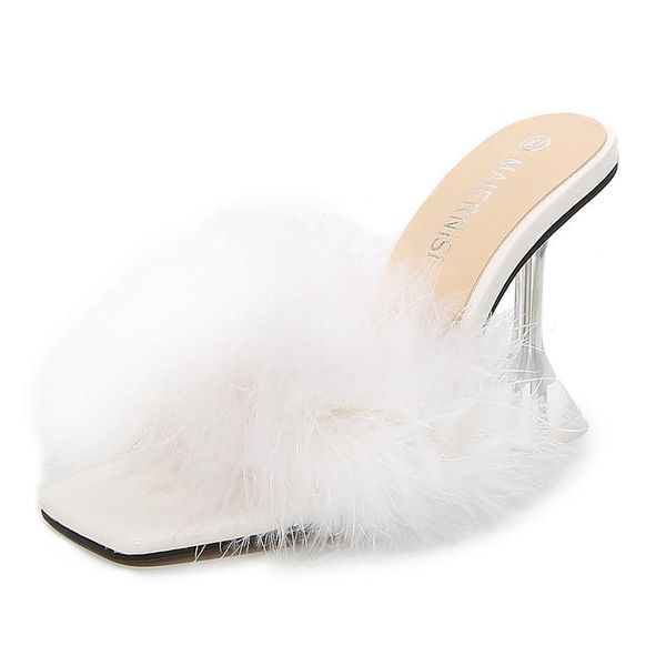 large size high heels plush shoes semi-supported sandals women's square head fish mouth wine glass fashion slippers, Black
large size high heels plush shoes semi-supported sandals women's square head fish mouth wine glass fashion slippers, Black