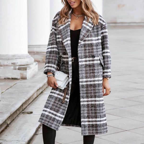 women's wool & blends winter lattice woolen coat autumn female chic plaid solid thick jacket coats with stand-up collar mujer invier, Black
women's wool & blends winter lattice woolen coat autumn female chic plaid solid thick jacket coats with stand-up collar mujer invier, Black