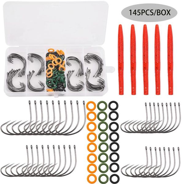145pcs/box wacky rig worm hook kit worms o ring hooks for artificial soft stick baits fishing
145pcs/box wacky rig worm hook kit worms o ring hooks for artificial soft stick baits fishing