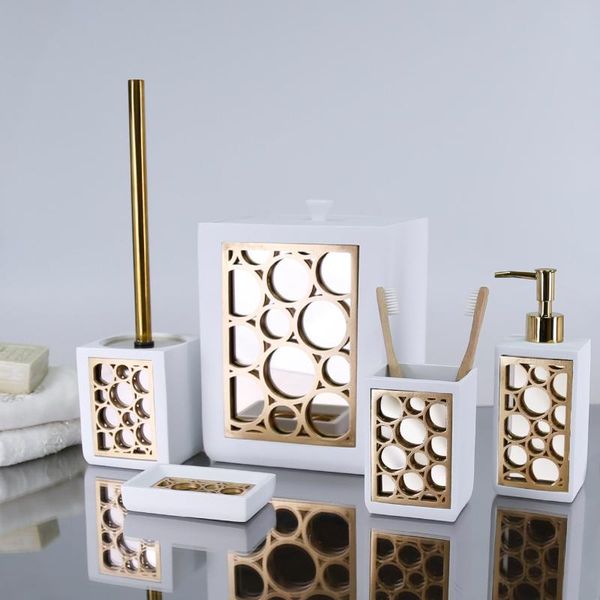 bath accessory set bubble unique mirrored white gold with dustbin, toilet brush, liquid soap dispenser, toothbrush holder, dispense
bath accessory set bubble unique mirrored white gold with dustbin, toilet brush, liquid soap dispenser, toothbrush holder, dispense