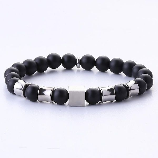 link, chain 8mm natural matte stone stainless steel men's yoga beaded bracelets for women strand string tibetan drop, Black
link, chain 8mm natural matte stone stainless steel men's yoga beaded bracelets for women strand string tibetan drop, Black