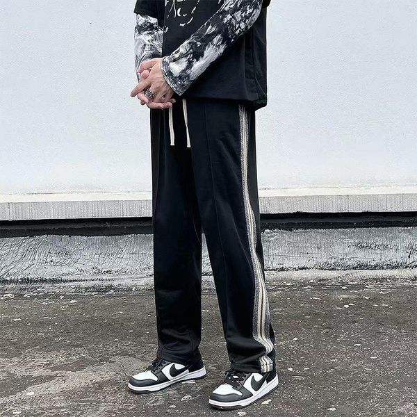 men's pants slacks casual black all-match solid color striped with rope, hip hop trend, mail sweatpants
men's pants slacks casual black all-match solid color striped with rope, hip hop trend, mail sweatpants