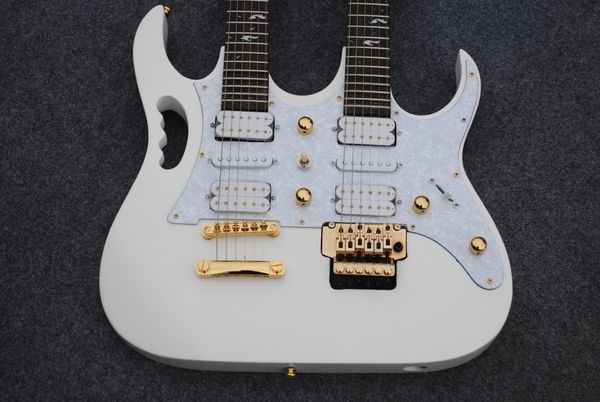 double neck 6 + 6 strings integrated electric guitar double swing + lp bridge combination 5 pickup white
double neck 6 + 6 strings integrated electric guitar double swing + lp bridge combination 5 pickup white