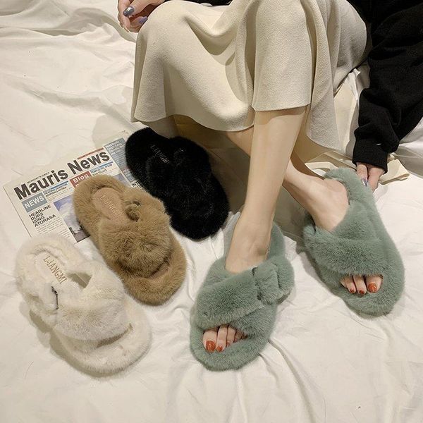 trend thick heel buckle women fur slippers bedroom warm plush ladies platform shoes non-slip house solid fluffy female, Black
trend thick heel buckle women fur slippers bedroom warm plush ladies platform shoes non-slip house solid fluffy female, Black