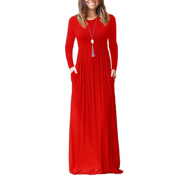 casual dresses autumn and winter dress 2021 long solid color round neck sleeve elastic waist maxi, Black;gray
casual dresses autumn and winter dress 2021 long solid color round neck sleeve elastic waist maxi, Black;gray