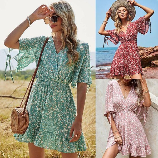 casual dresses european and american fashion trend women's 2021 summer y2k elastic waist v-neck short-sleeved floral dress for women, Black;gray
casual dresses european and american fashion trend women's 2021 summer y2k elastic waist v-neck short-sleeved floral dress for women, Black;gray
