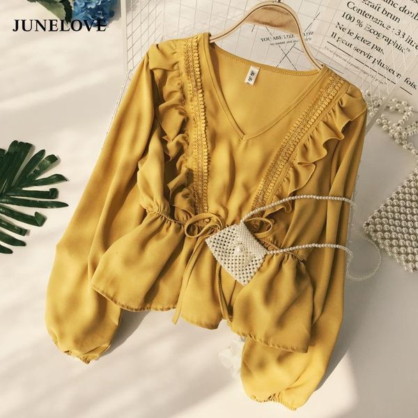 junelove drawstring sash ruffles women blouse v-neck lace patchwork vintage blusa spring summer solid slim fashion shirt women's, White
junelove drawstring sash ruffles women blouse v-neck lace patchwork vintage blusa spring summer solid slim fashion shirt women's, White