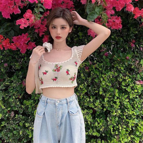summer short sleeve tshirt women hollow out transparent crop tee plant flowers perspective bottoming shirt women's t-shirt, White
summer short sleeve tshirt women hollow out transparent crop tee plant flowers perspective bottoming shirt women's t-shirt, White
