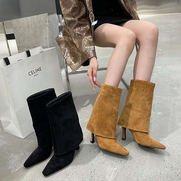 autumn high-heeled pointed single boots fashion versatile simple suede short one pedal sleeve, Black
autumn high-heeled pointed single boots fashion versatile simple suede short one pedal sleeve, Black