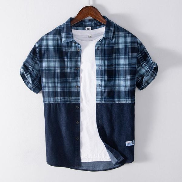 summer arrival short sleeve blue plaid shirt slim fit striped patchwork loose plus size cotton linen shirts men's casual, White;black
summer arrival short sleeve blue plaid shirt slim fit striped patchwork loose plus size cotton linen shirts men's casual, White;black