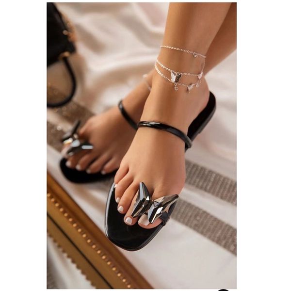 summer women's flat sandals outdoor open toe slippers solid color butterfly style shoes plus size 41 210624, Black
summer women's flat sandals outdoor open toe slippers solid color butterfly style shoes plus size 41 210624, Black