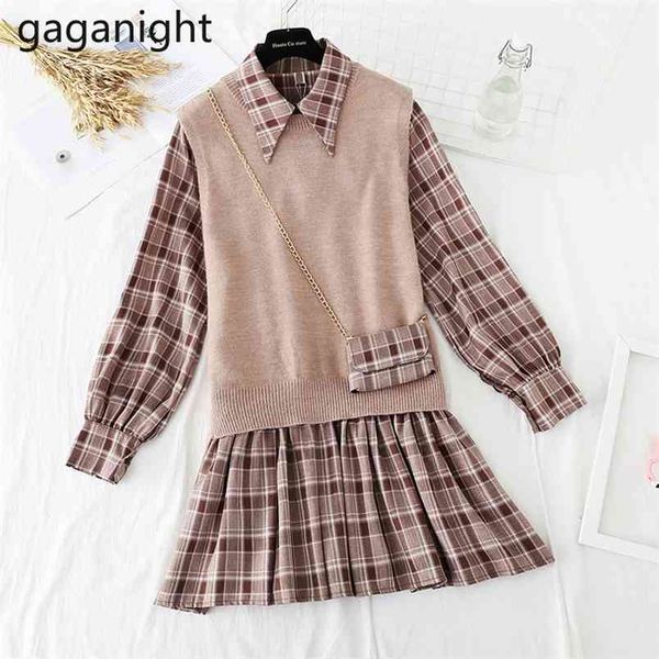 autumn preppy style two pieces set women retro plaid mini pleated dress solid knitted sweater vest fashion outfit 210601, White
autumn preppy style two pieces set women retro plaid mini pleated dress solid knitted sweater vest fashion outfit 210601, White