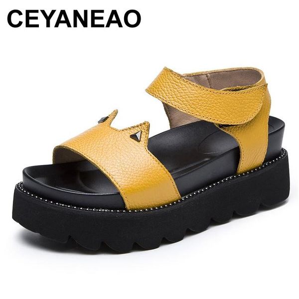 ceyaneao2021summer women genuine leather gladiator sandals platform buckle cute cat ears casual zapatillas mujer, Black
ceyaneao2021summer women genuine leather gladiator sandals platform buckle cute cat ears casual zapatillas mujer, Black