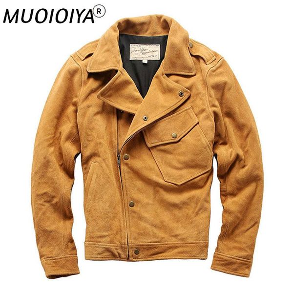 men's leather & faux men's genuine cowhide jacket oblique zipper desert yellow big lapel suede coat for male, Black
men's leather & faux men's genuine cowhide jacket oblique zipper desert yellow big lapel suede coat for male, Black