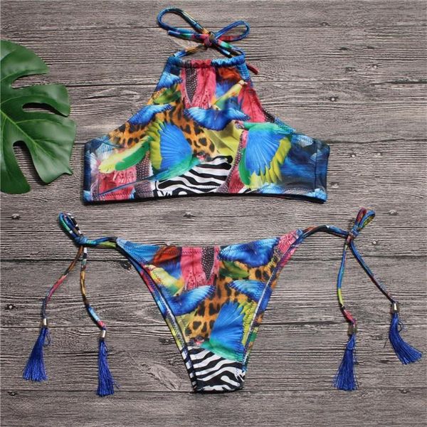 women's swimwear nidalee 2021 print halter bikini set bowknot summer bathing low waist swimming suit padded wire bandage biquini, White;black
women's swimwear nidalee 2021 print halter bikini set bowknot summer bathing low waist swimming suit padded wire bandage biquini, White;black