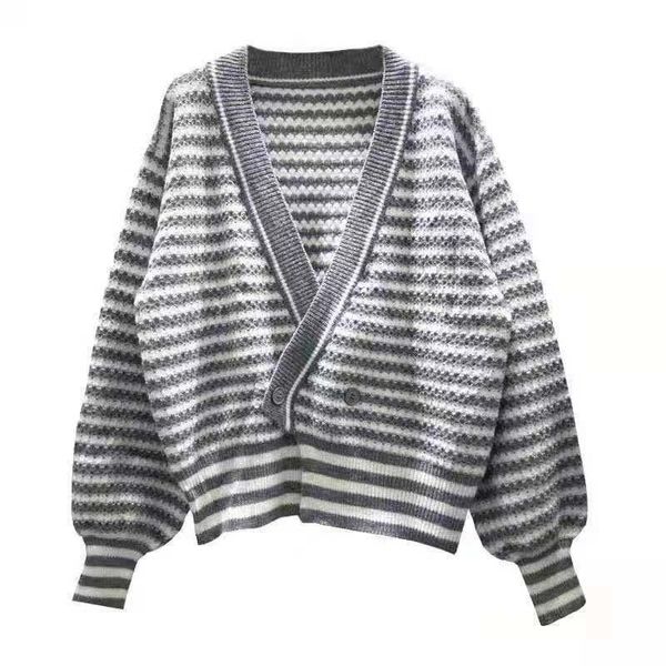 women's knits & tees women cardigans 2021 korean style striped knitted sweater coat ladies vintage v-neck oversized cardigan female out, White
women's knits & tees women cardigans 2021 korean style striped knitted sweater coat ladies vintage v-neck oversized cardigan female out, White