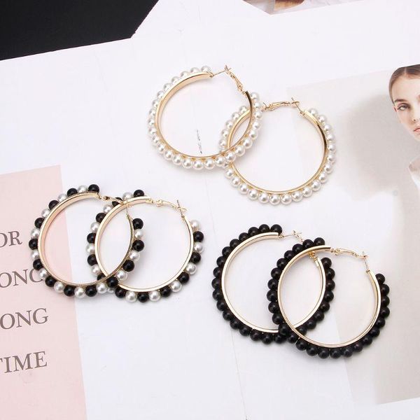 hoop & huggie large dangle earrings black white pearl circle loop women c1fc, Golden;silver
hoop & huggie large dangle earrings black white pearl circle loop women c1fc, Golden;silver