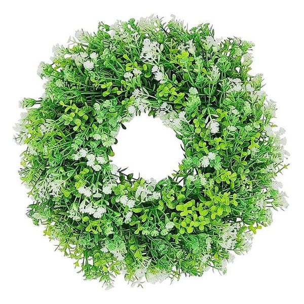 -artificial babys breath wreath eucalyptus for front door wall window wedding party garden farmhouse home decor novelty items 
-artificial babys breath wreath eucalyptus for front door wall window wedding party garden farmhouse home decor novelty items