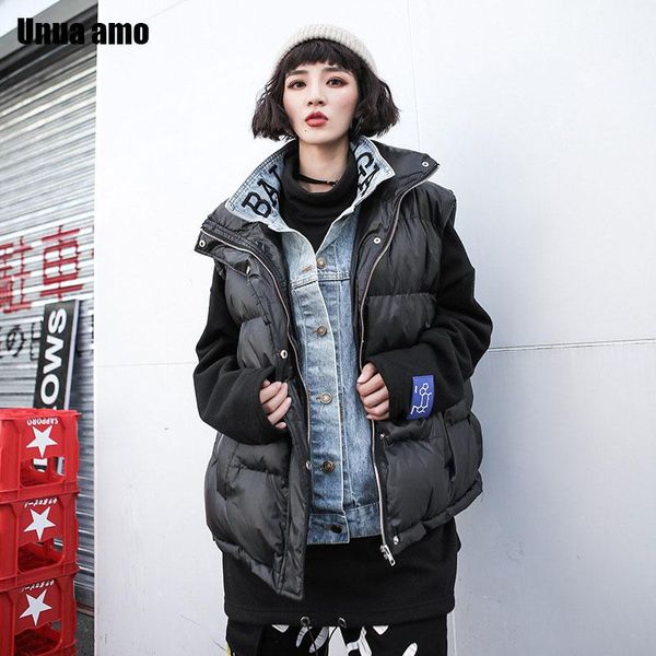 women's vests unua amo winter vest women fashion fake two-piece design denim patchwork cotton-padded sleeveless parka warm waistcoat, Black;white
women's vests unua amo winter vest women fashion fake two-piece design denim patchwork cotton-padded sleeveless parka warm waistcoat, Black;white