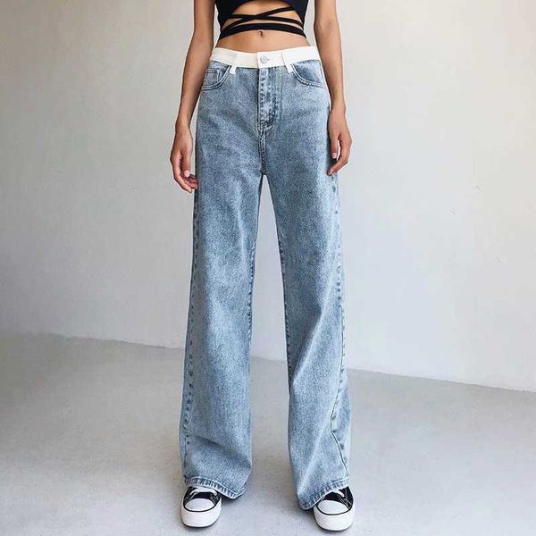 fashion jeans high waist denim wide leg pants women's niche color matching long able temperament leisure, Blue
fashion jeans high waist denim wide leg pants women's niche color matching long able temperament leisure, Blue