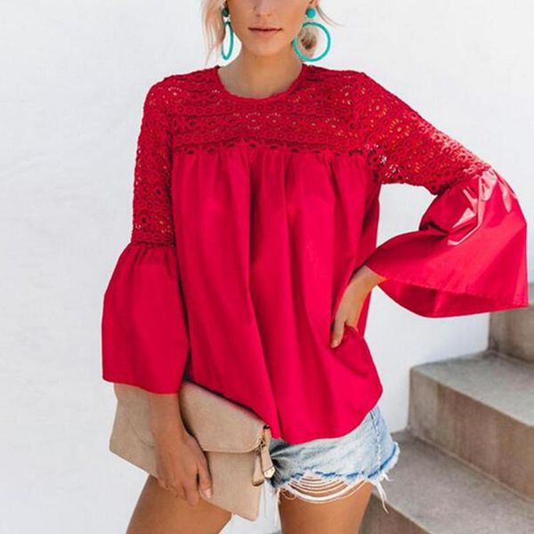 women's t-shirt women autumn t-shirts for streetwear patchwork design lace decor hollow out o-neck flare sleeve solid color slim party, White
women's t-shirt women autumn t-shirts for streetwear patchwork design lace decor hollow out o-neck flare sleeve solid color slim party, White