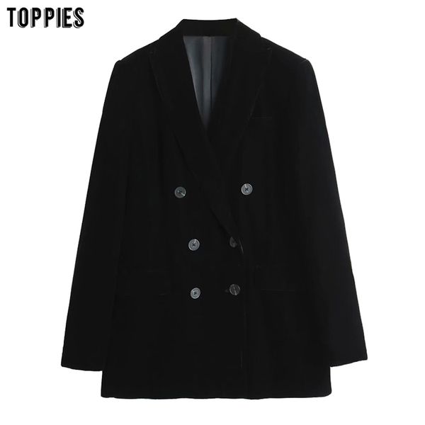 vintage black velvet jacket blazer office ladies suit double breasted woman outwear 210421, White;black
vintage black velvet jacket blazer office ladies suit double breasted woman outwear 210421, White;black