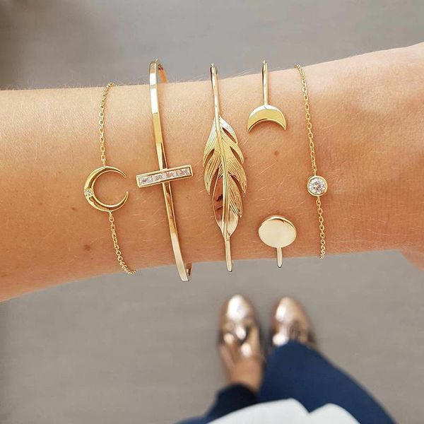 link, chain modyle 5pcs/set leaf moon bracelet women girl elegant simple fashion unique gold bracelets jewelry gifts one direction, Black
link, chain modyle 5pcs/set leaf moon bracelet women girl elegant simple fashion unique gold bracelets jewelry gifts one direction, Black