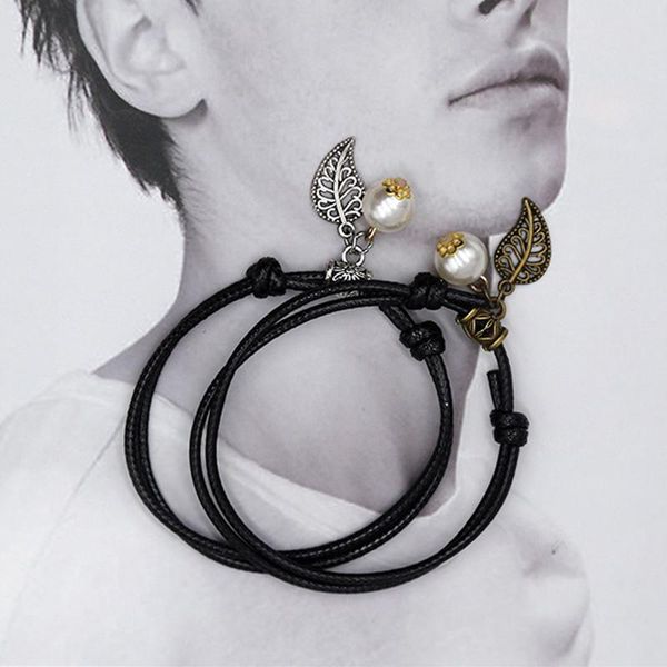 link, chain korean trend pearl leaf bracelet for couple elegant retro men women black woven rope jewelry gifts friends
link, chain korean trend pearl leaf bracelet for couple elegant retro men women black woven rope jewelry gifts friends