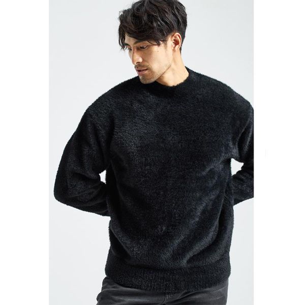 men's sweaters autumn and winter fashion plush thickened wool basic round neck sweater, White;black
men's sweaters autumn and winter fashion plush thickened wool basic round neck sweater, White;black