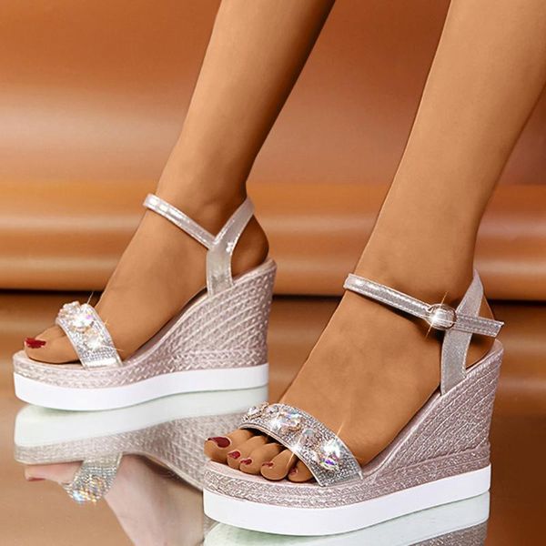 summer style thick bottom wedge heel sandals ladies buckle platform women's rhinestone #3, Black
summer style thick bottom wedge heel sandals ladies buckle platform women's rhinestone #3, Black