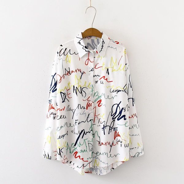 autumn women blouses long sleeve letters print cotton shirts short sleeve casual loose office blusas, White
autumn women blouses long sleeve letters print cotton shirts short sleeve casual loose office blusas, White