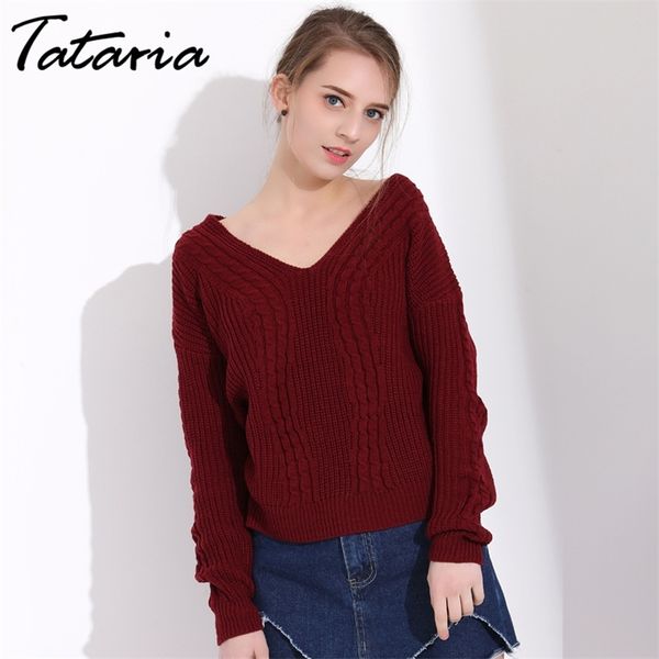 tataria ladies jumpers pink winter sweater women long sleeve v neck knitted pullover slim outwear knit jumper 210514, White;black
tataria ladies jumpers pink winter sweater women long sleeve v neck knitted pullover slim outwear knit jumper 210514, White;black