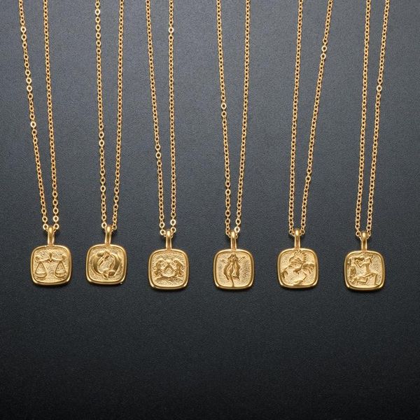 pendant necklaces stainless steel 18k gold plated zodiac sign necklace 12 constellations square charm for women vintage jewelry, Silver
pendant necklaces stainless steel 18k gold plated zodiac sign necklace 12 constellations square charm for women vintage jewelry, Silver