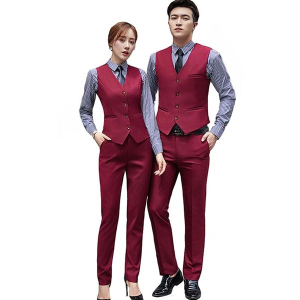 men's vests men & women vest for business wear wine beige serge waistcoat career uniform pant suit 2 pieces set, Black;white
men's vests men & women vest for business wear wine beige serge waistcoat career uniform pant suit 2 pieces set, Black;white