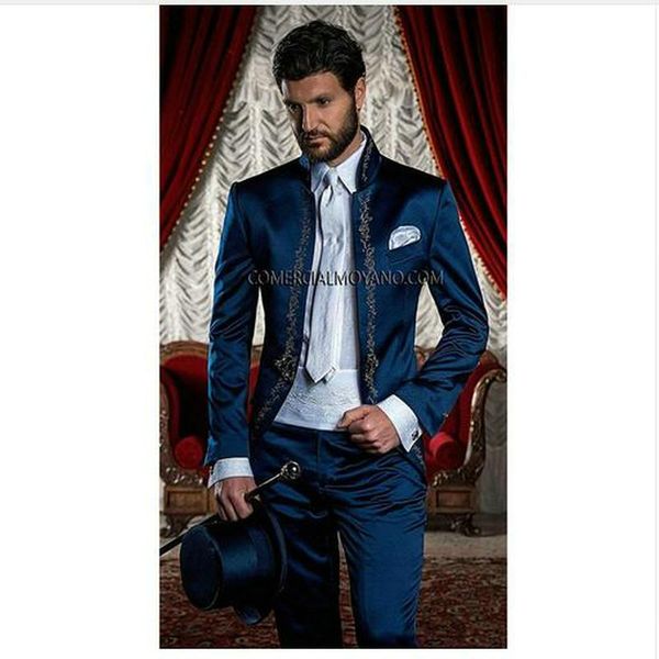 (jacket+pants)italian suit embroidery stand collar wedding txuedos blue groomsmen bridegroom two piece men's suits & blazers, White;black
(jacket+pants)italian suit embroidery stand collar wedding txuedos blue groomsmen bridegroom two piece men's suits & blazers, White;black