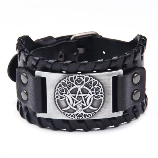 bangle five-pointed star bracelet men's fashion trend jewelry wide leather gift, Black 
bangle five-pointed star bracelet men's fashion trend jewelry wide leather gift, Black