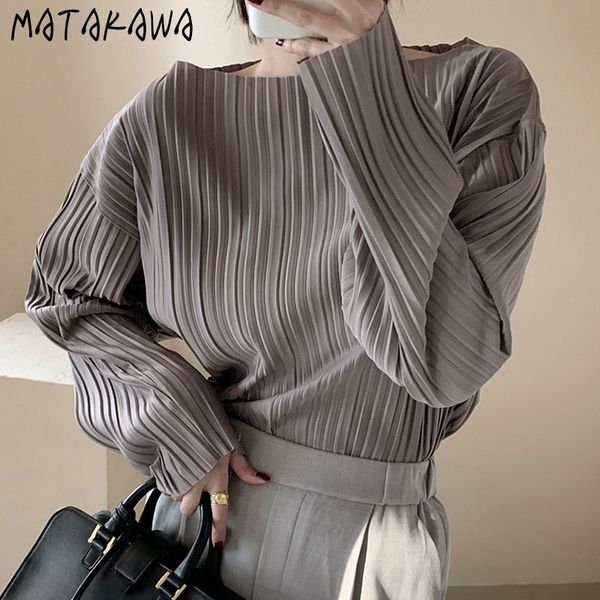 matakawa long-sleeved blusas women korea chic simple round neck shirt and blouse loose solid color wrinkle design 210513, White
matakawa long-sleeved blusas women korea chic simple round neck shirt and blouse loose solid color wrinkle design 210513, White