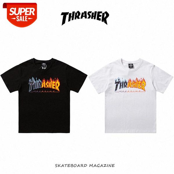 quality flame color matching letters loose casual men and women with round neck short sleeves #ul5a, White;black
quality flame color matching letters loose casual men and women with round neck short sleeves #ul5a, White;black