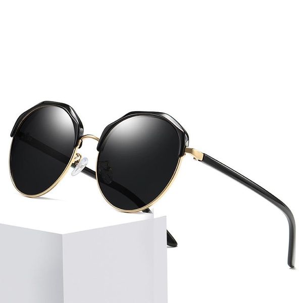 sunglasses brand design round frame ladies polarized uv400 fashion sun glasses shades for women luxury mujer, White;black 
sunglasses brand design round frame ladies polarized uv400 fashion sun glasses shades for women luxury mujer, White;black