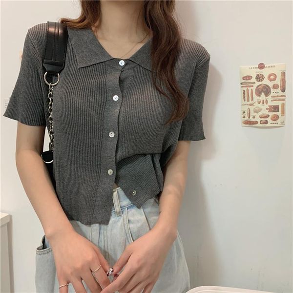 women's t-shirt 2021 summer women casual short sleeve knitted button cardigan t shirt white black fashion tee collar slim
women's t-shirt 2021 summer women casual short sleeve knitted button cardigan t shirt white black fashion tee collar slim