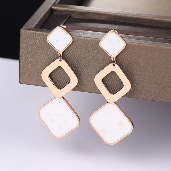 fashion titanium steel square oil drop shell geometric earrings for women rose gold temperament do not fade stud, Golden;silver
fashion titanium steel square oil drop shell geometric earrings for women rose gold temperament do not fade stud, Golden;silver