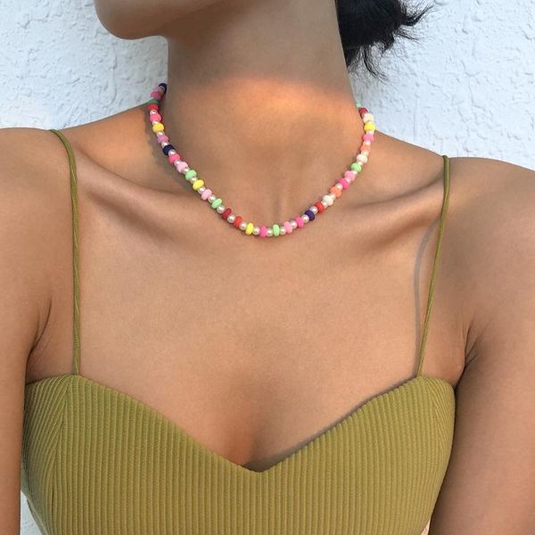 chokers 2021 bohemian holiday fashion necklace imitation pearl candy color soft ceramic heart for women girls jewelry gifts, Golden;silver
chokers 2021 bohemian holiday fashion necklace imitation pearl candy color soft ceramic heart for women girls jewelry gifts, Golden;silver